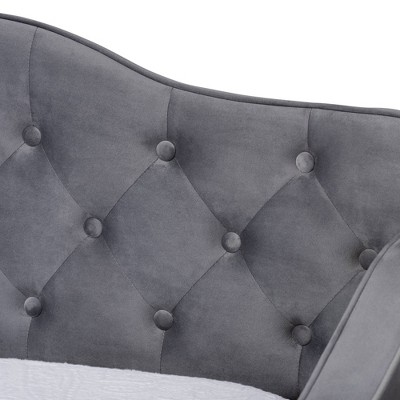 Gray Velvet Upholstered Twin Daybed with Tufted Back and Trundle