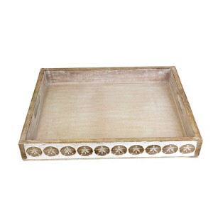 Beachcombers 17.7" Wood Sanddollar Whitewash Tray - 1 of 1