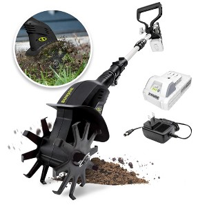 Sun Joe 24-Volt Cordless Garden Tiller Cultivator Kit with Battery and Charger for Weeding, Soil Aeration and Prepping Plant Beds, Black - 1 of 4