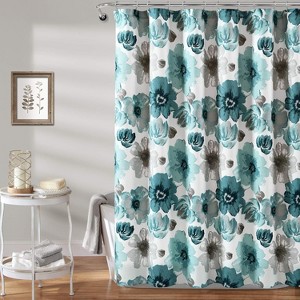 Floral Shower Curtain,Blue - Fabric Shower Curtains - Watercolor Botanical Bathroom Curtain - Farmhouse & French Country Decor 70.8x70.8 Inch - 1 of 1