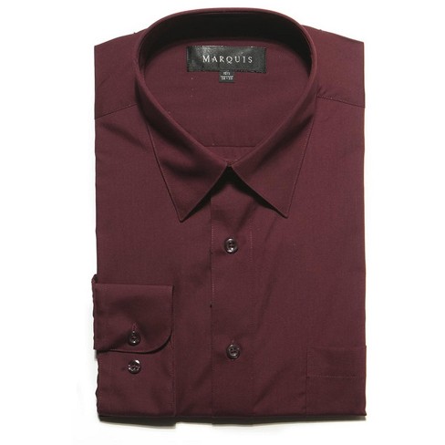 Marquis Men's Burgundy Long Sleeve Regular Fit Big & Tall Size Dress Shirt  24 / 38-39 : Target
