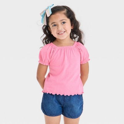 Toddler Girls' Solid Shirt - Cat & Jack™ Pink 3T