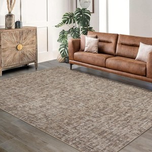 GustoWave Modern Machine Washable Area Rug, Floor Carpet for Living Room, Brown - 1 of 4