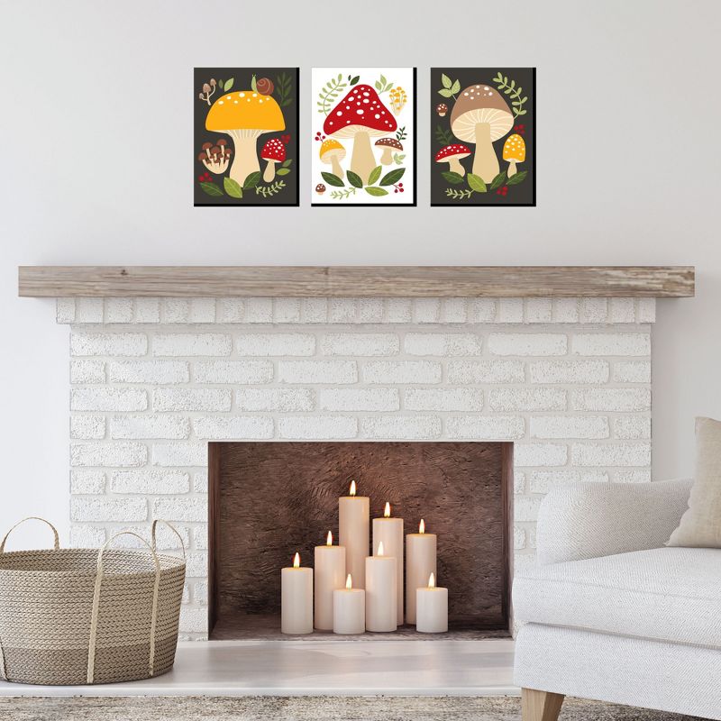 Big Dot of Happiness Wild Mushrooms - Red Toadstool Wall Art and Kitchen Room Decor - 7.5 x 10 inches - Set of 3 Prints, 2 of 8