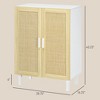 Boho Kitchen Cabinet, Buffet Cabinet with 2 Rattan Doors and Adjustable Shelves for Dining Room - 3 of 4