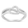 Silver 1/8 Cttw Diamond Open Heart Leaf Curvy Bypass Ring - 2 of 4