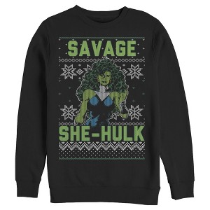 Men's Marvel Ugly Chrristmas She-Hulk Snow Sweatshirt - 1 of 3
