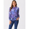Allegra K Women's Floral Print Button Up Puff Long Sleeve Fashion Casual Blouse - 2 of 4