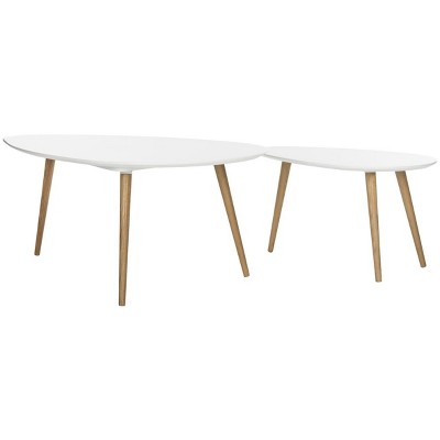 White and Natural Oak Split Coffee Table Set