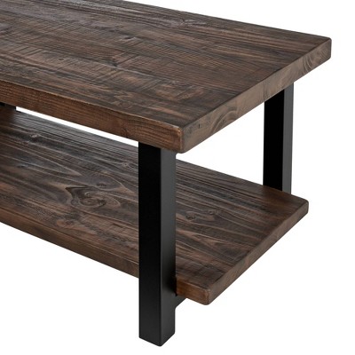 Pomona 42" Rustic Natural Wood and Metal Coffee Table