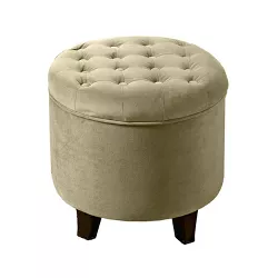 Large Round Button Tufted Storage Ottoman - HomePop