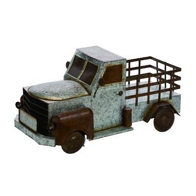 Transpac Metal 33 in. Multicolor Harvest Galvanized Light Up Truck