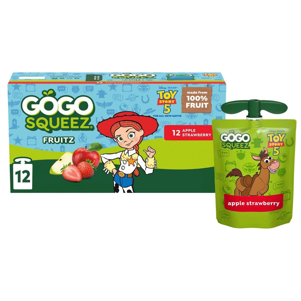 GoGo SqueeZ No Sugar Added Applesauce and Fruit Puree Apple Strawberry - 38.4oz/12ct