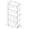 TOAOTBNBO 5 Tier Glass Bookcase with Polished Chrome, Tall Storage Bookshelves for Multipurpose Living Room Narrow Display Book Shelf - 3 of 4