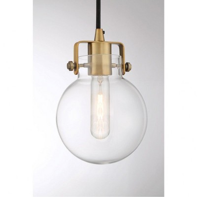 Weathered Brass Mini Pendant with Clear Glass Shade