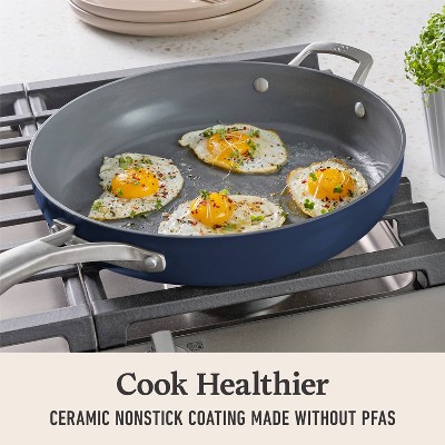 Midnight Blue 12" Aluminum Ceramic Nonstick Frying Pan with Lid