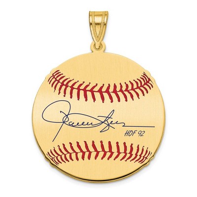 Black Bow Jewelry 14K Gold Plated Rollie Fingers Signature MD Enamel Baseball Pendant