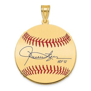 Black Bow Jewelry 14K Gold Plated Rollie Fingers Signature MD Enamel Baseball Pendant - 1 of 4