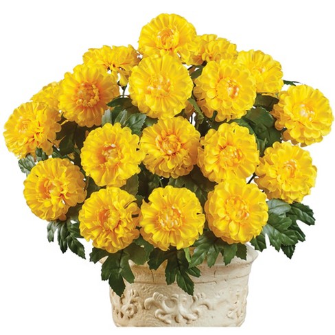 Collections Etc Marigold Mixed Arrangement Bushes - Set Of 3 18 X 10 X ...