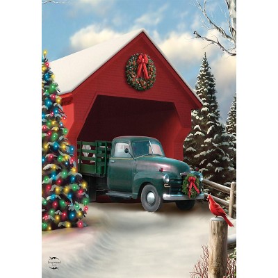 Briarwood Lane House Flag 40x28 For Outdoor Snow Covered Bridge Christmas House Flag Flag For Christmas House Flag