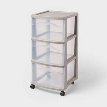 Sterilite Three Drawer Wide Cart with Clear Drawers