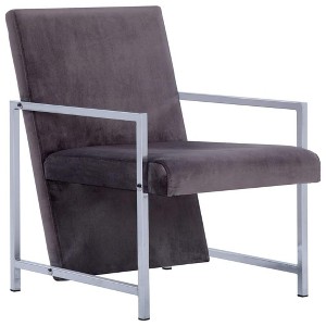 vidaXL Stylish Armchair with Chrome Feet in Dark Gray Velvet, Ergonomic Design for Optimal Comfort - 1 of 4
