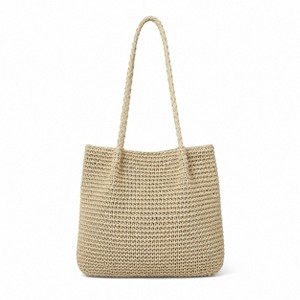 Alilang Soft Woven Shoulder Tote Bag with Zip Top and Double