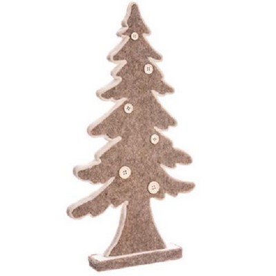 Allstate Floral 16.5" Brown Buttoned Christmas Tree Tabletop Decor