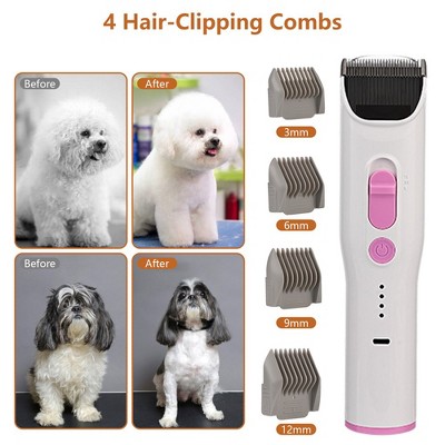 Pet Hair Clipper Set, Multifunctional Cat and Dog Hair Clipper, 5 Pieces Professional Pet Grooming Tools, with 2L Hair Storage