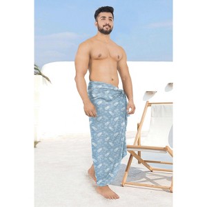 HAPPY BAY Men's Sarong Beach Wrap Pareo Aloha One Size Palm Tree Blue - 1 of 4