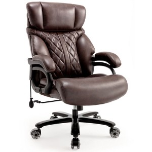 Okak Executive Office Chair, Desk Chair with Extra Wide Seat and Adjustable Lumbar, High Back Computer Chair for Home, Office, Brown - 1 of 4