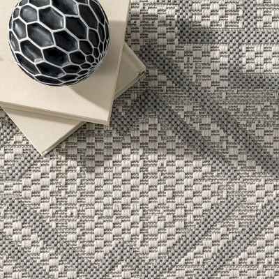 Gray Synthetic Flat Woven Indoor/Outdoor Area Rug