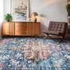 Indoor Washable Low Pile Non Slip Soft Carpet Vintage Area Rugs Retro Printed Distressed Rug for Living Room Bedroom Bedside - 4 of 4