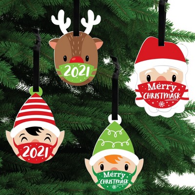 Big Dot of Happiness Merry Christmask - 2021 Quarantine Christmas Party Decorations - Christmas Tree Ornaments - Set of 12