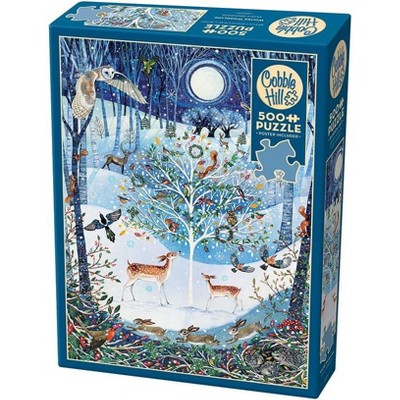 Cobble Hill 500 Piece Jigsaw Puzzle - Winter Woodland (Poster Included)