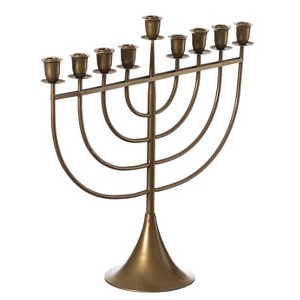 Vintiquewise Modern Solid Metal Judaica Hanukkah Menorah 9 Branched Candelabra - 1 of 4