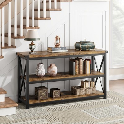 47 Inch Entryway Table,3 Tier Wood Sofa Table for Living Room, Industrial Behind Couch Table, Hallway Table for Foyer, Entryway Furniture