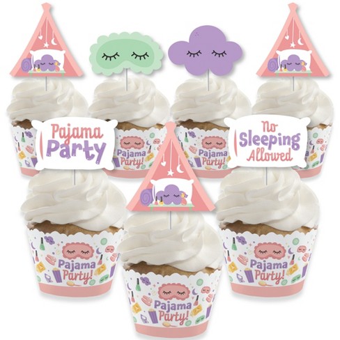 ADIANZI Pajama Party Decorations Slumber Party Favors Pajamas Theme Party  Suit Includes Banner Hanging Swirls Cake Topper Balloons Cupcake Toppers