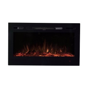 EdenBranch Electric Fireplace, Recessed or Wall Mount with Realistic Log Flame, Adjustable Heater, and Remote Control for TV Stand or Home, 36 Inch - 1 of 4