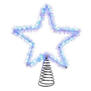 Kurt Adler 12.2-Inch Tinsel Star Tree Topper with Cool White LED Lights - 1 of 4