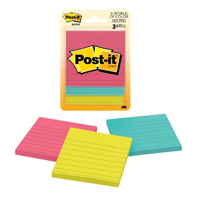 Post-it 3pk 3" x 3" Lined Super Sticky Notes 50 Sheets/Pad - Cape Town Collection