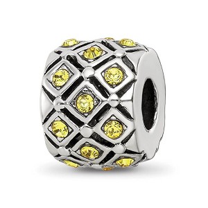 Black Bow Jewelry Sterling Silver with Yellow Crystals November Lattice Bead Charm - 1 of 4