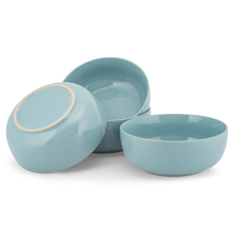Elanze Designs Bistro Ceramic 7 inch Cereal Salad Bowls Set of 4, Ice Blue, 4 of 7