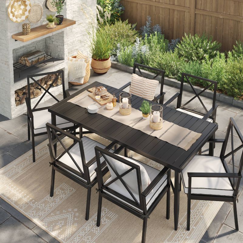 Searsburg Aluminum 6 Person Rectangle Slat Top Patio Dining Table, Outdoor Furniture - Black - Threshold&#8482;, 3 of 7