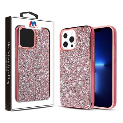 MyBat Encrusted Rhinestones Hybrid Case for Apple iPhone 13 Pro Max (6.7) - Electroplated Pink / Pink