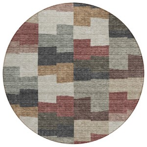 Orange Copper And Charcoal Geometric Washable Indoor Outdoor Area Rug - 1 of 4