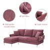 84" L Shaped Convertible Sectional Sofa, Modern 3 Seat Couch with 2 Pillows, Upholstered Sofa Chaise Lounge for Living Room Office Apartment Pink - 3 of 4