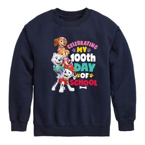 Boys' - Paw Patrol - Celebrating 100Th Day Of School Graphic Long Sleeve Fleece Sweatshirt - 1 of 4