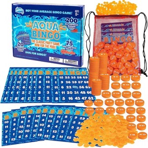 Aqua Pool Bingo Diving Game for Adults & Kids - Dive for & Call 75 Sinking Numbers, Fill Your Card To Win - Summer Swimming Party Fun - 1 of 4