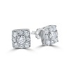 Pompeii3 1.20 Ct Diamond Cushion Halo Studs Womens Earrings 14k White Gold - 2 of 4